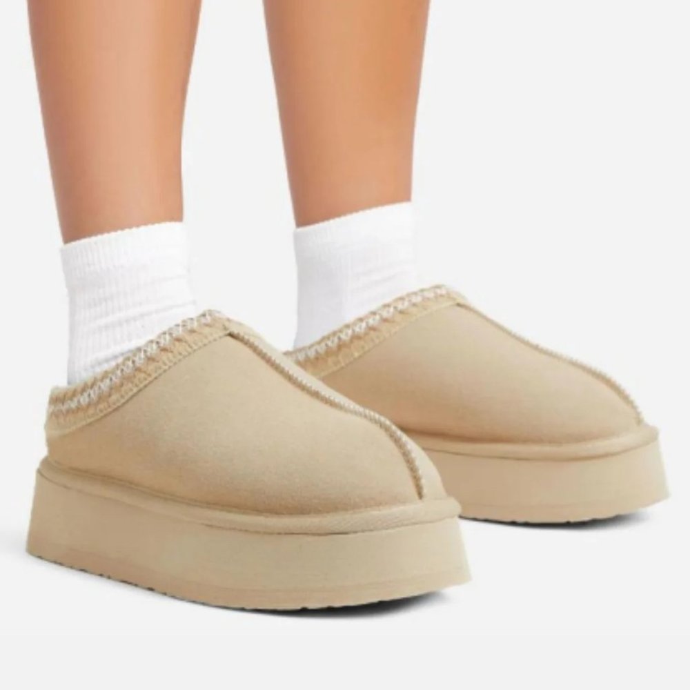 Ooh La Luxe Tazmin Platform Mule Vegan Suede Slipper - Size 8